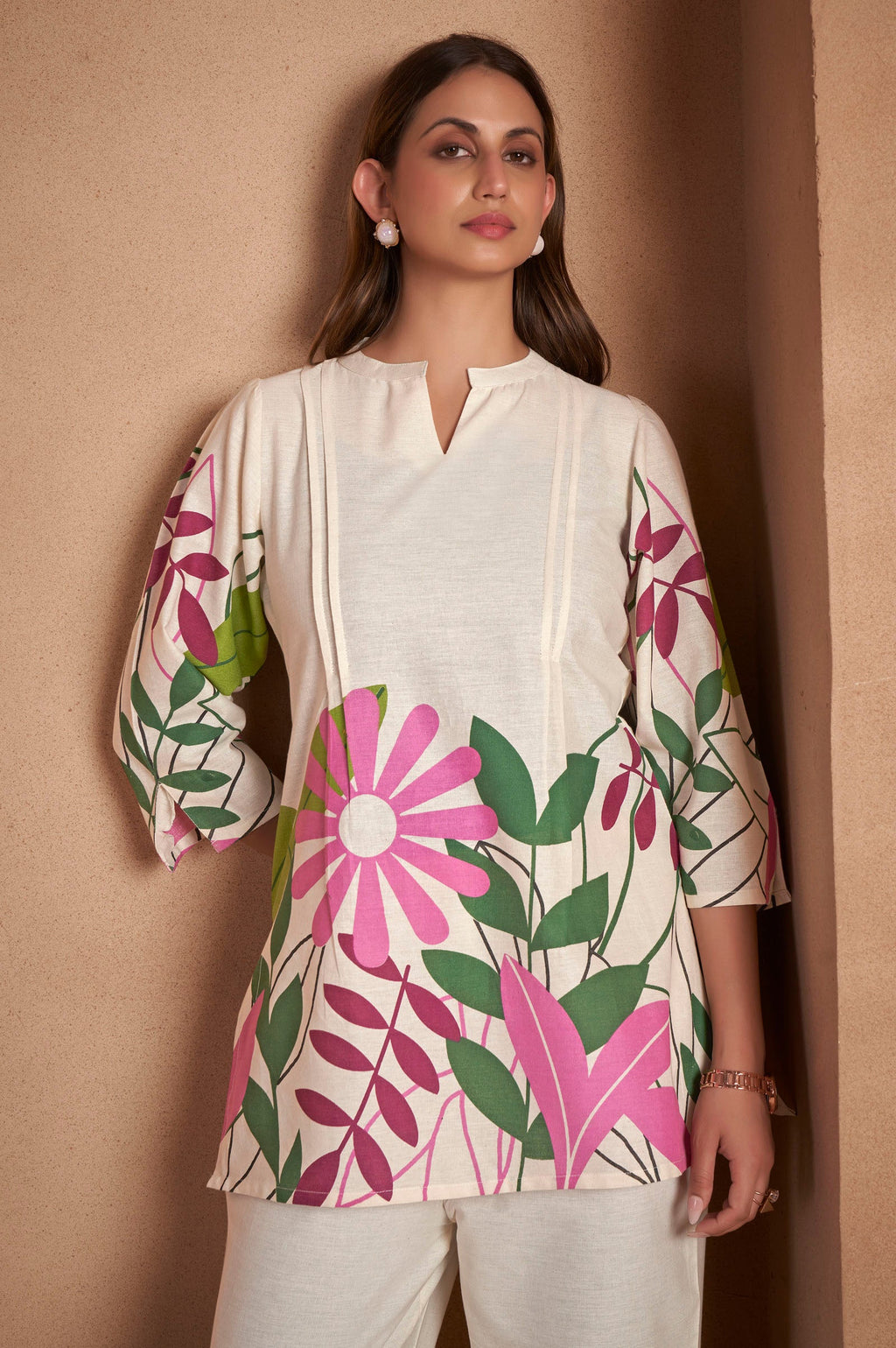 Off White Pure Cotton Floral Co-ord Set