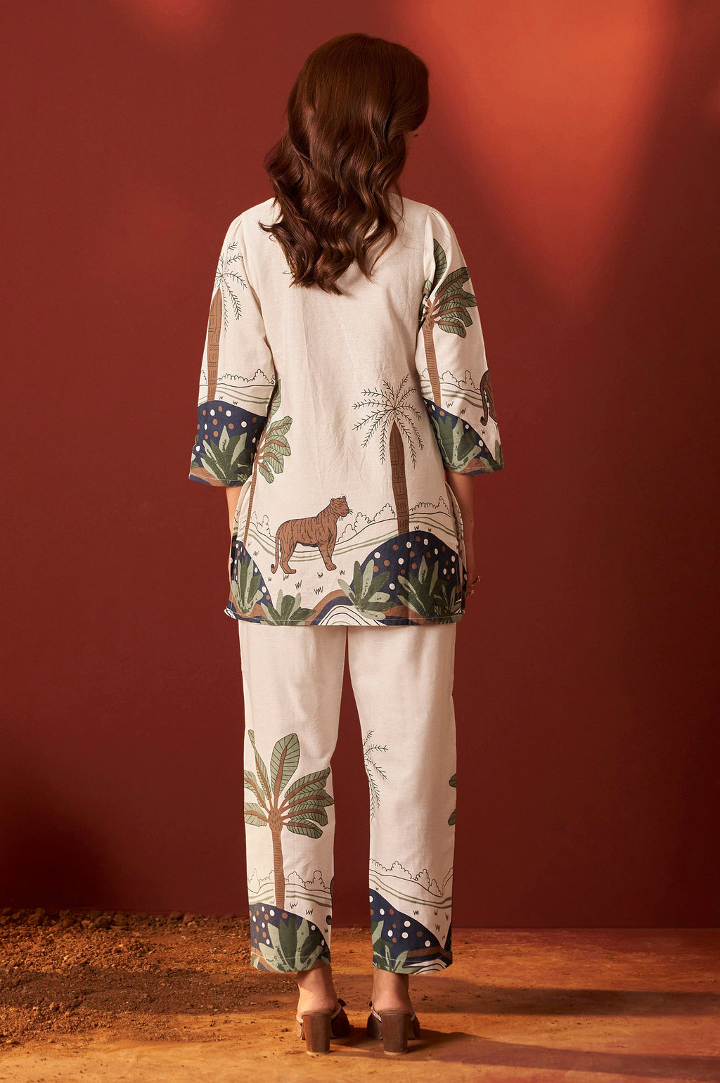Off White Pure Cotton Printed Co-ord Set