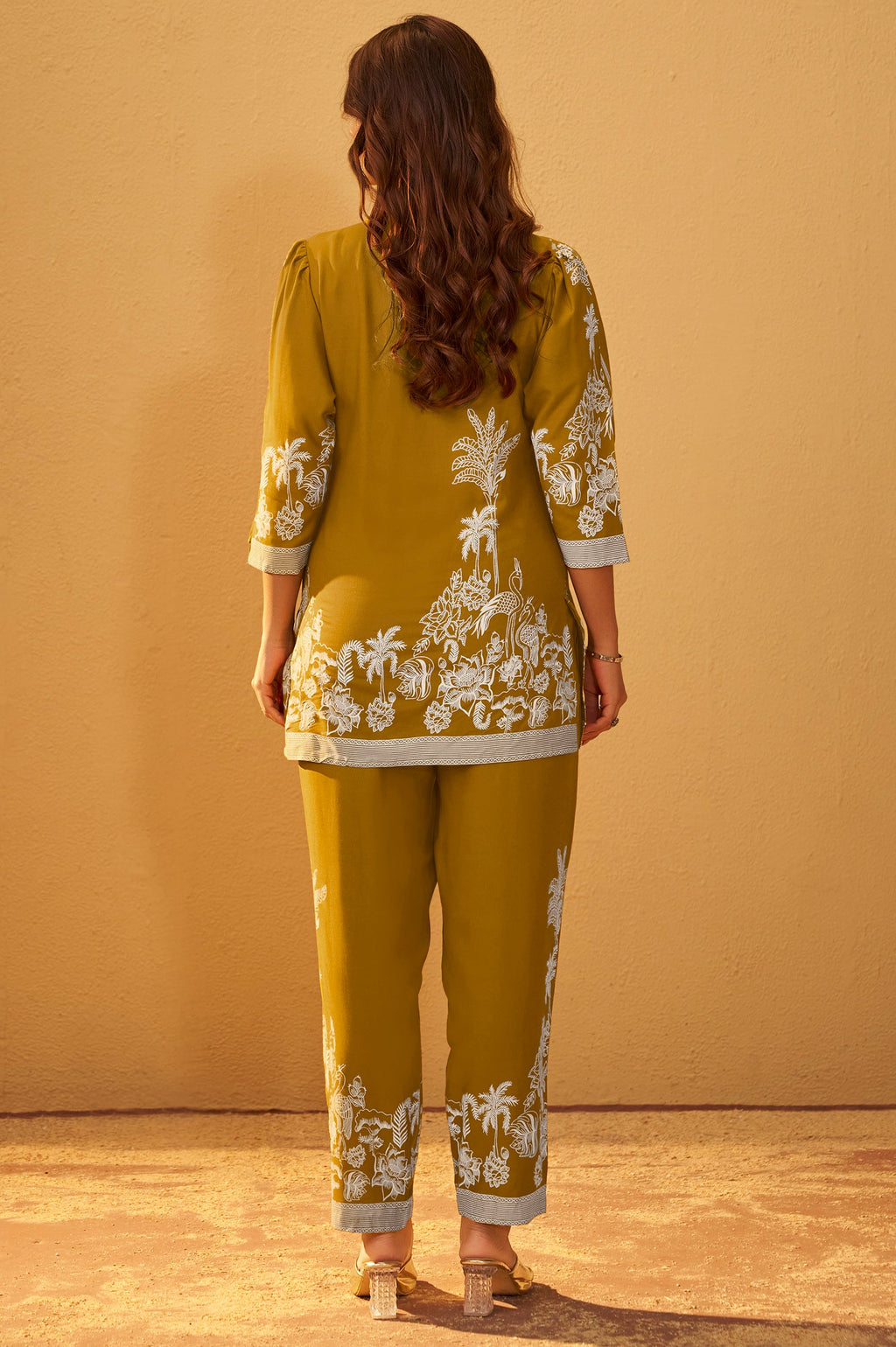 Rayon Floral Co-ord Set - Mustard