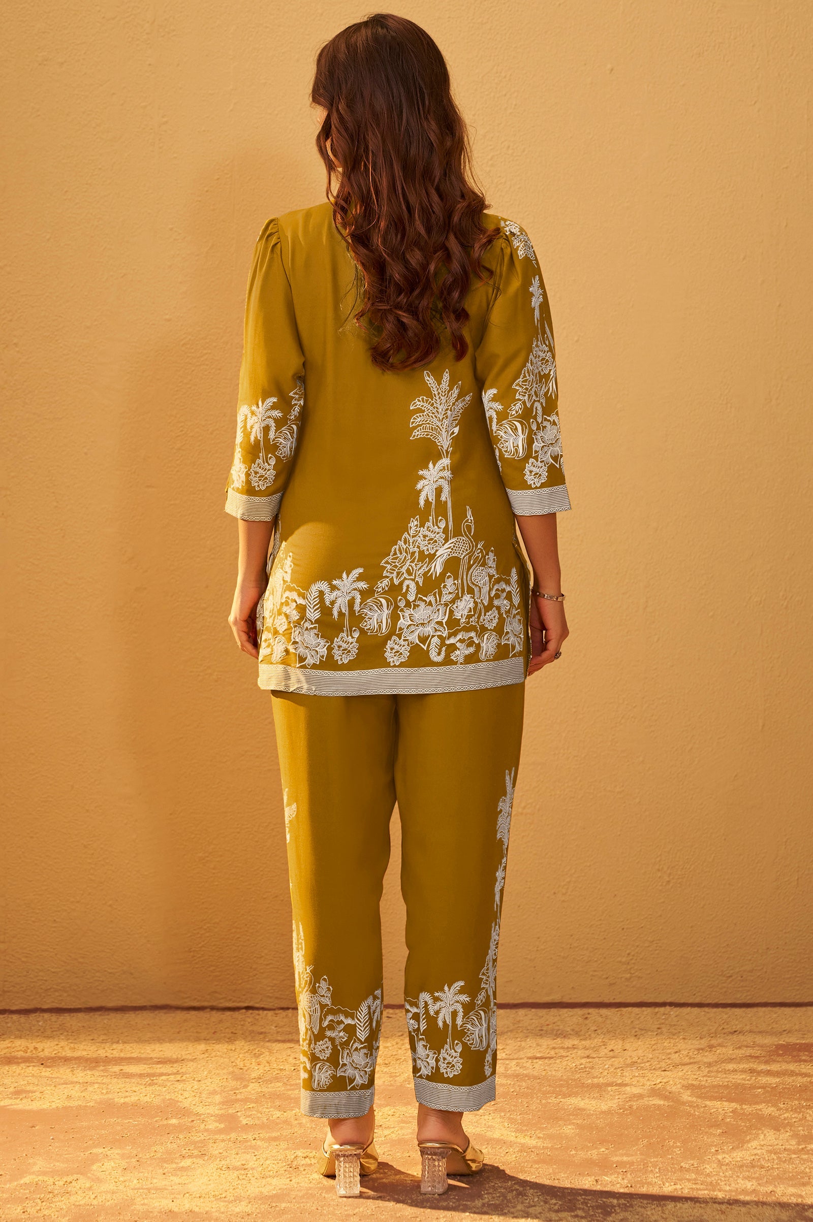 Rayon Floral Co-ord Set - Mustard