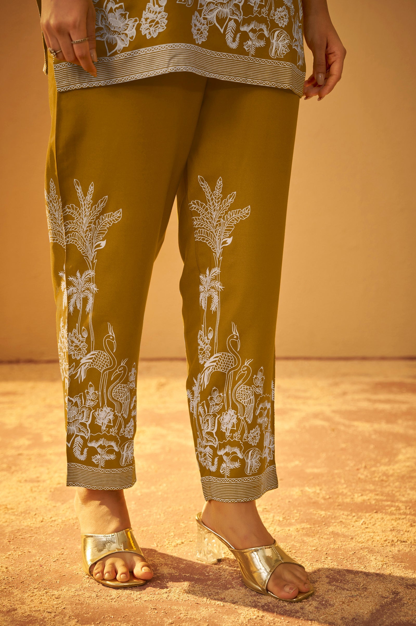 Rayon Floral Co-ord Set - Mustard