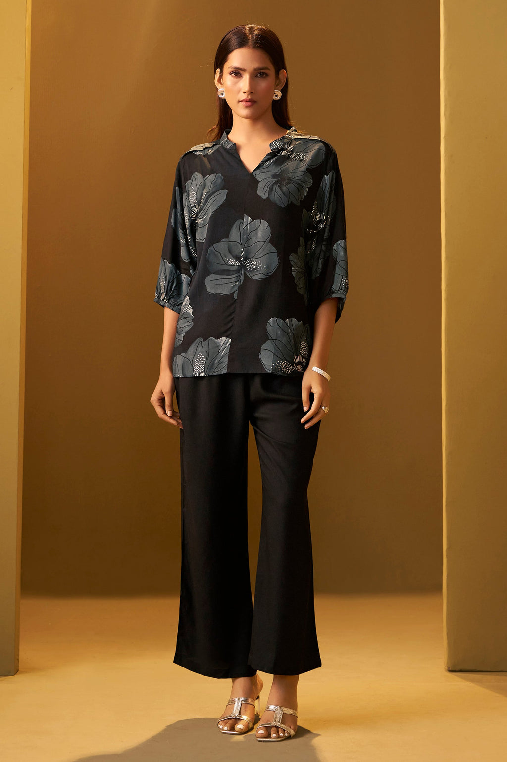 Viscose Rayon Printed Co-ord Set - Black