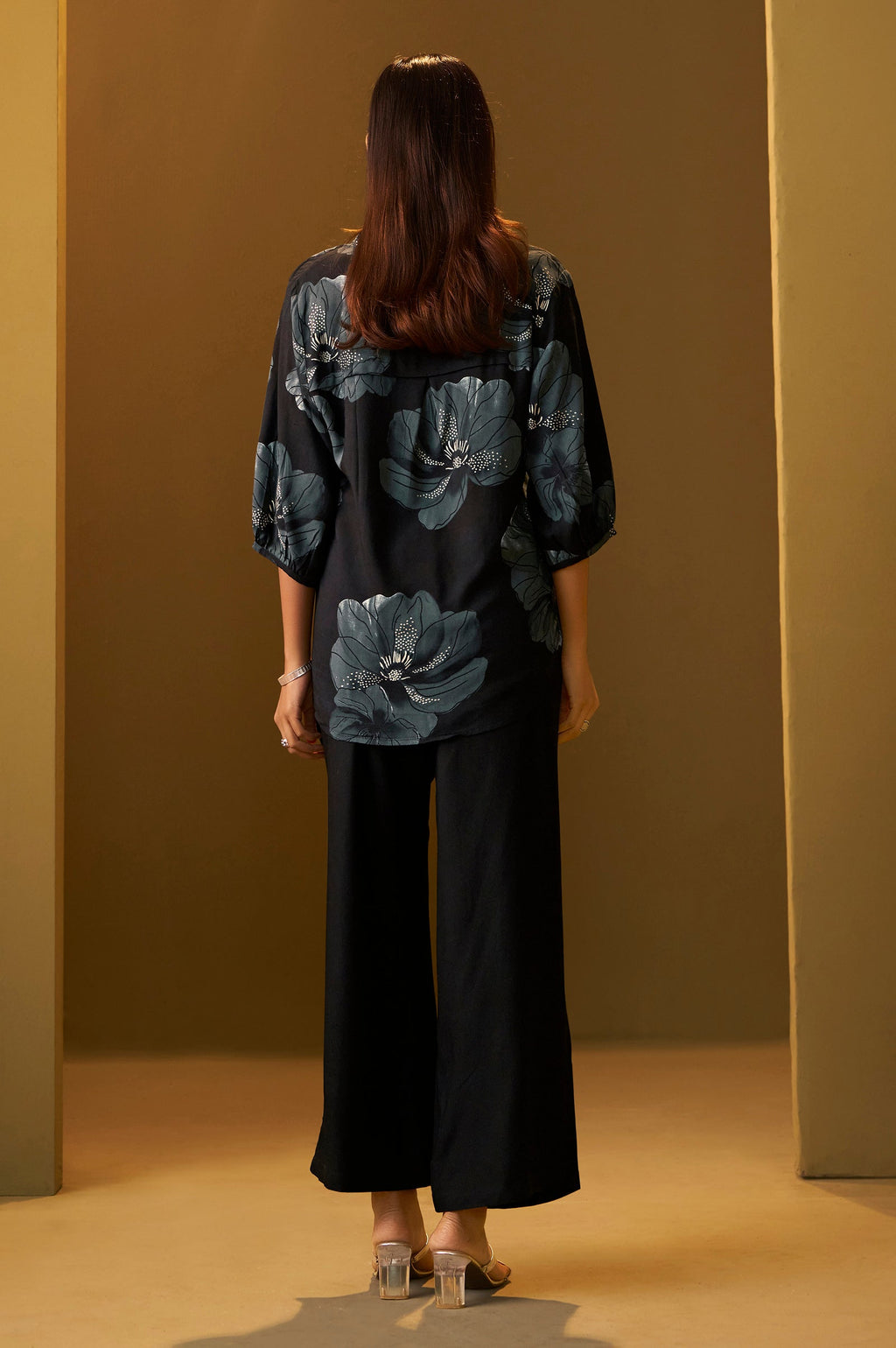 Viscose Rayon Printed Co-ord Set - Black