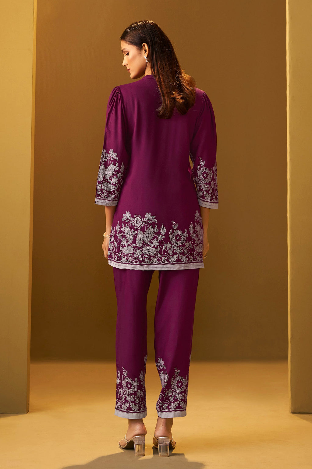 Rayon Floral Co-ord Set - Maroon