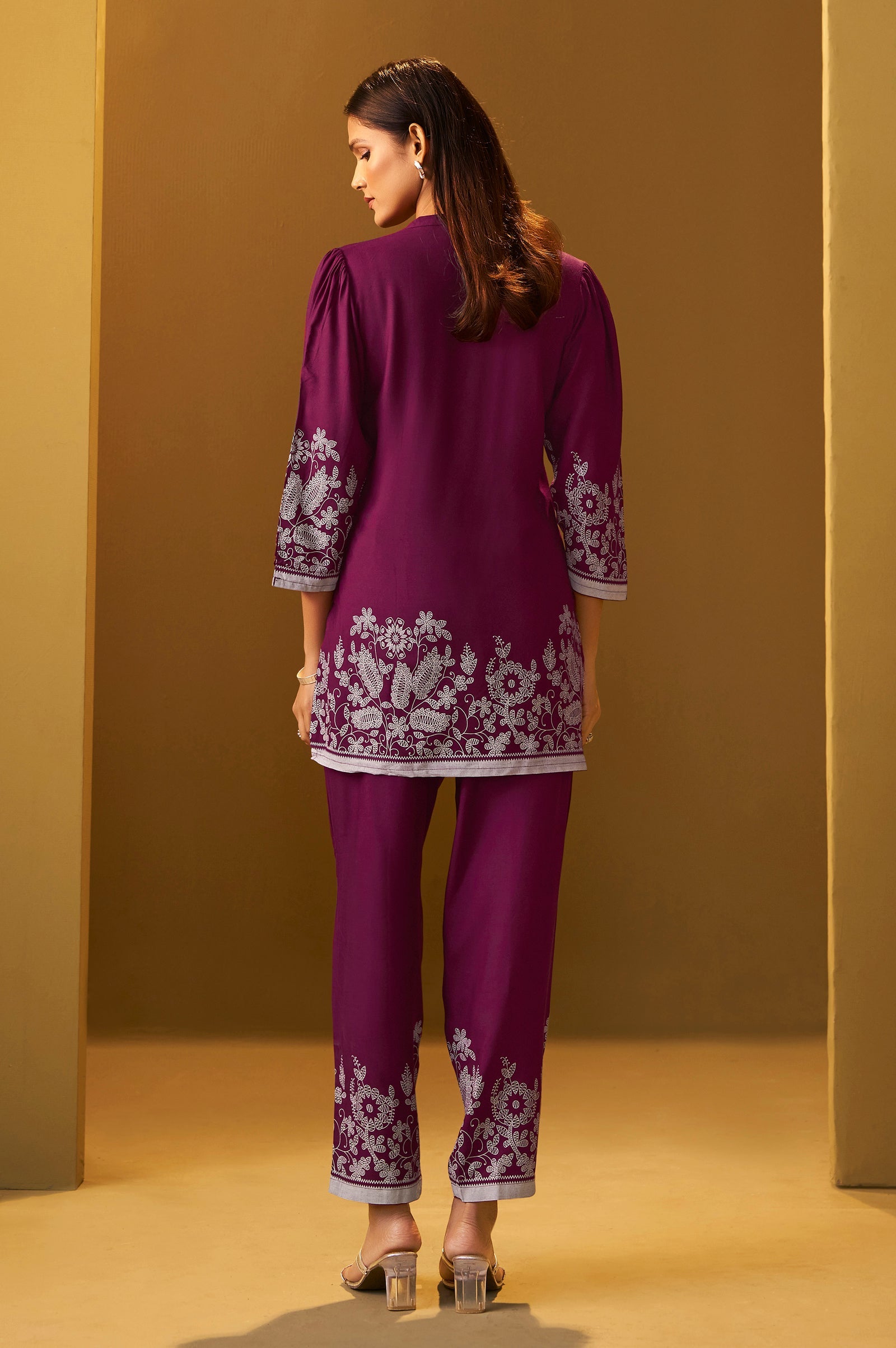 Rayon Floral Co-ord Set - Maroon