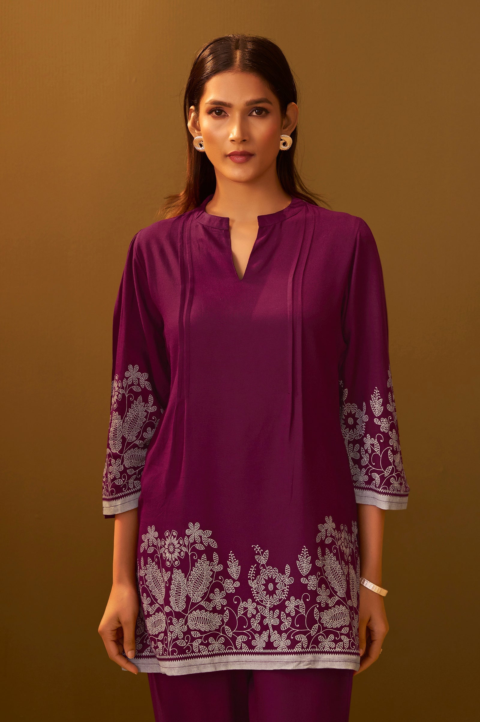 Rayon Floral Co-ord Set - Maroon