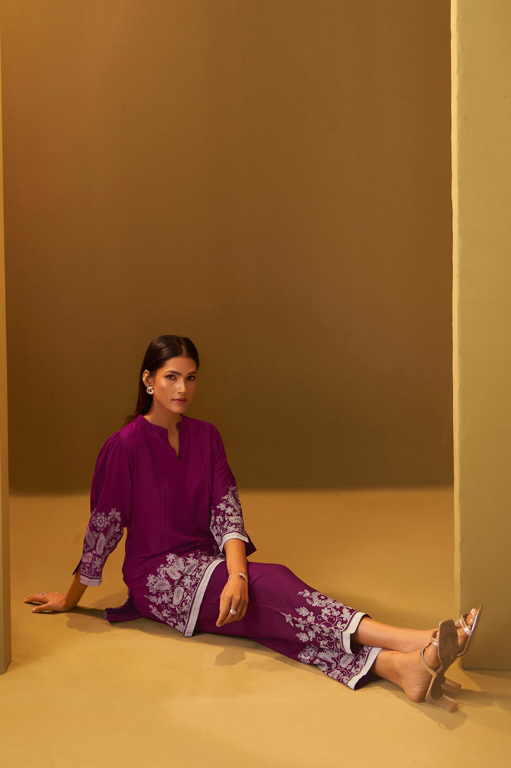 Rayon Floral Co-ord Set - Maroon