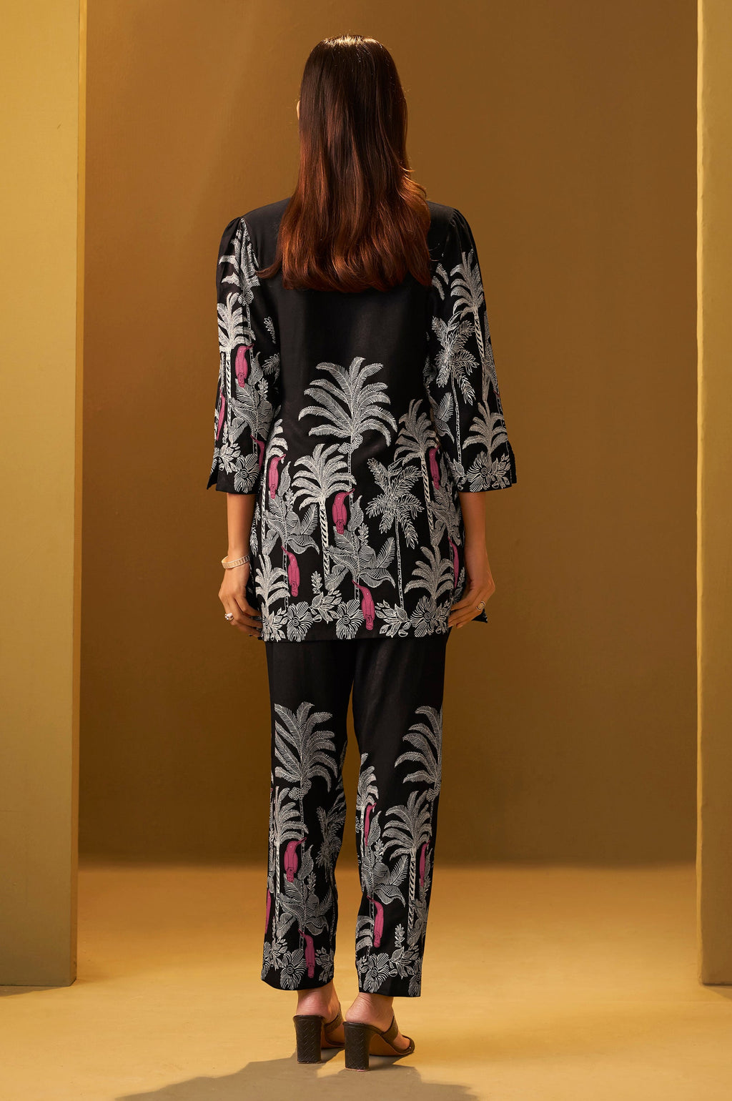Rayon Floral Co-ord Set - Black