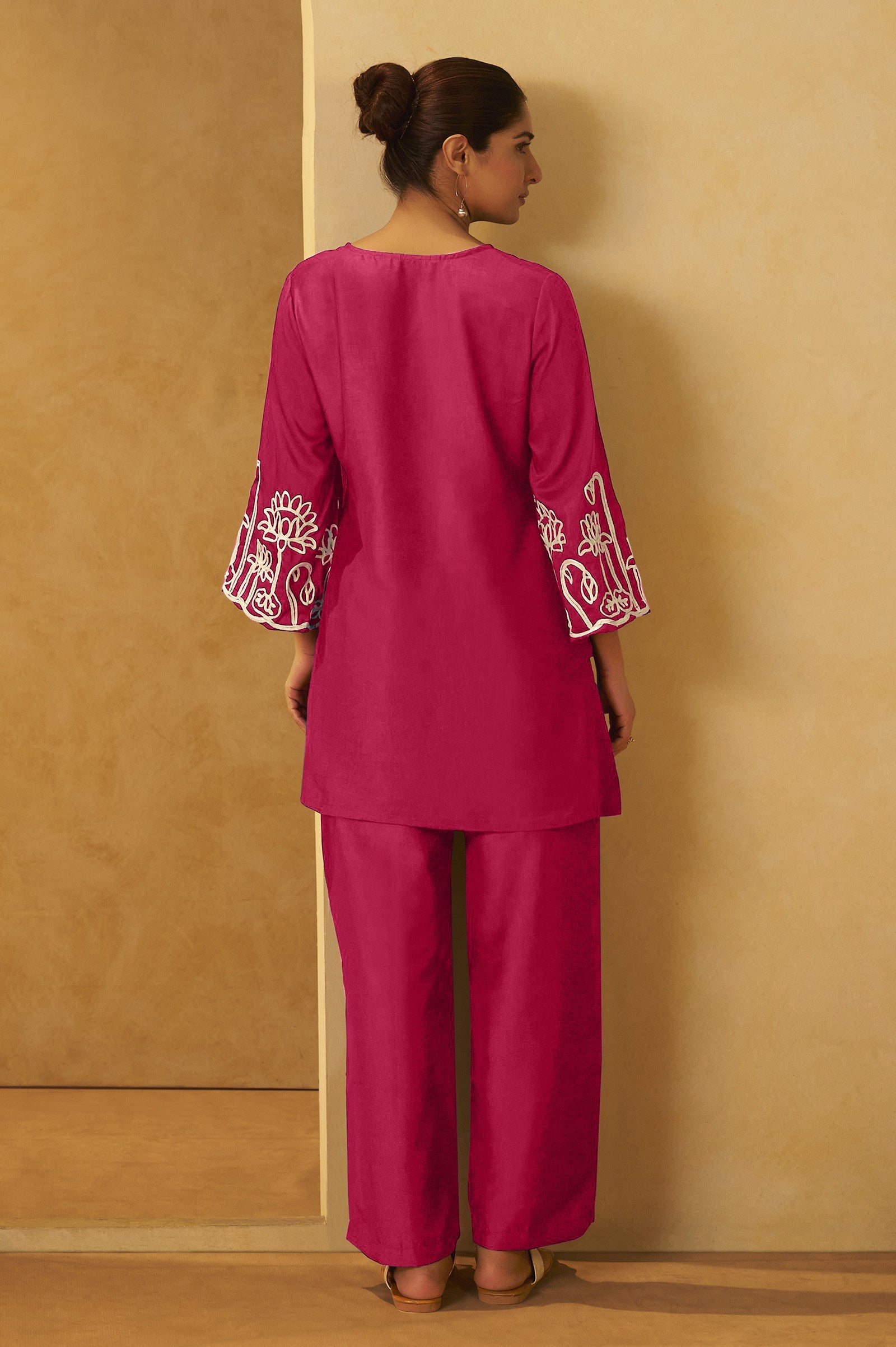 Embroidered Kurta Co-ord Set - Pink