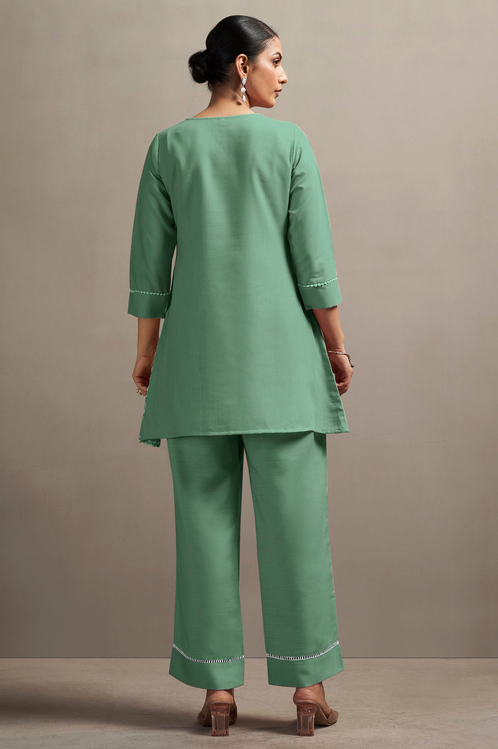 Schiffli Embroidered Co-ord Set - Green
