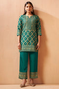 Rama Green Jacquard Vichitra Silk Co-ord Set