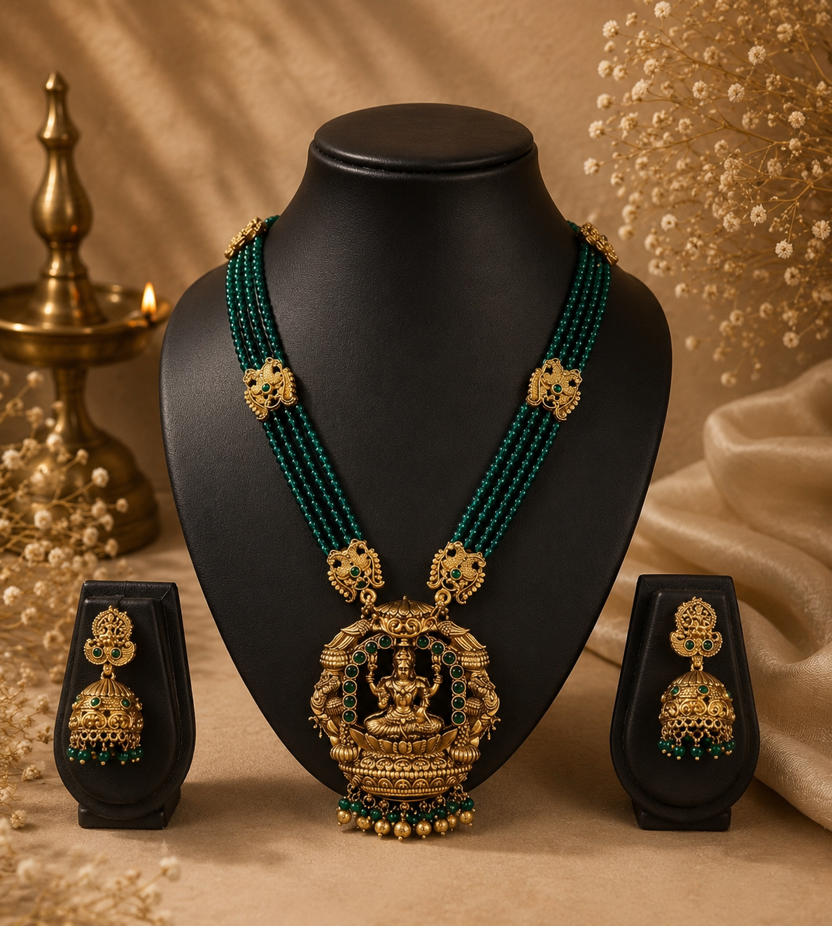 Traditional Lakshmi Pendant Beaded Haram