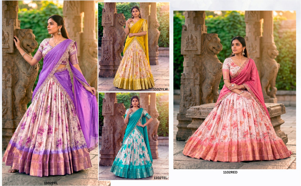 Women's Dola Chex Floral Lehenga Choli with Zari Work