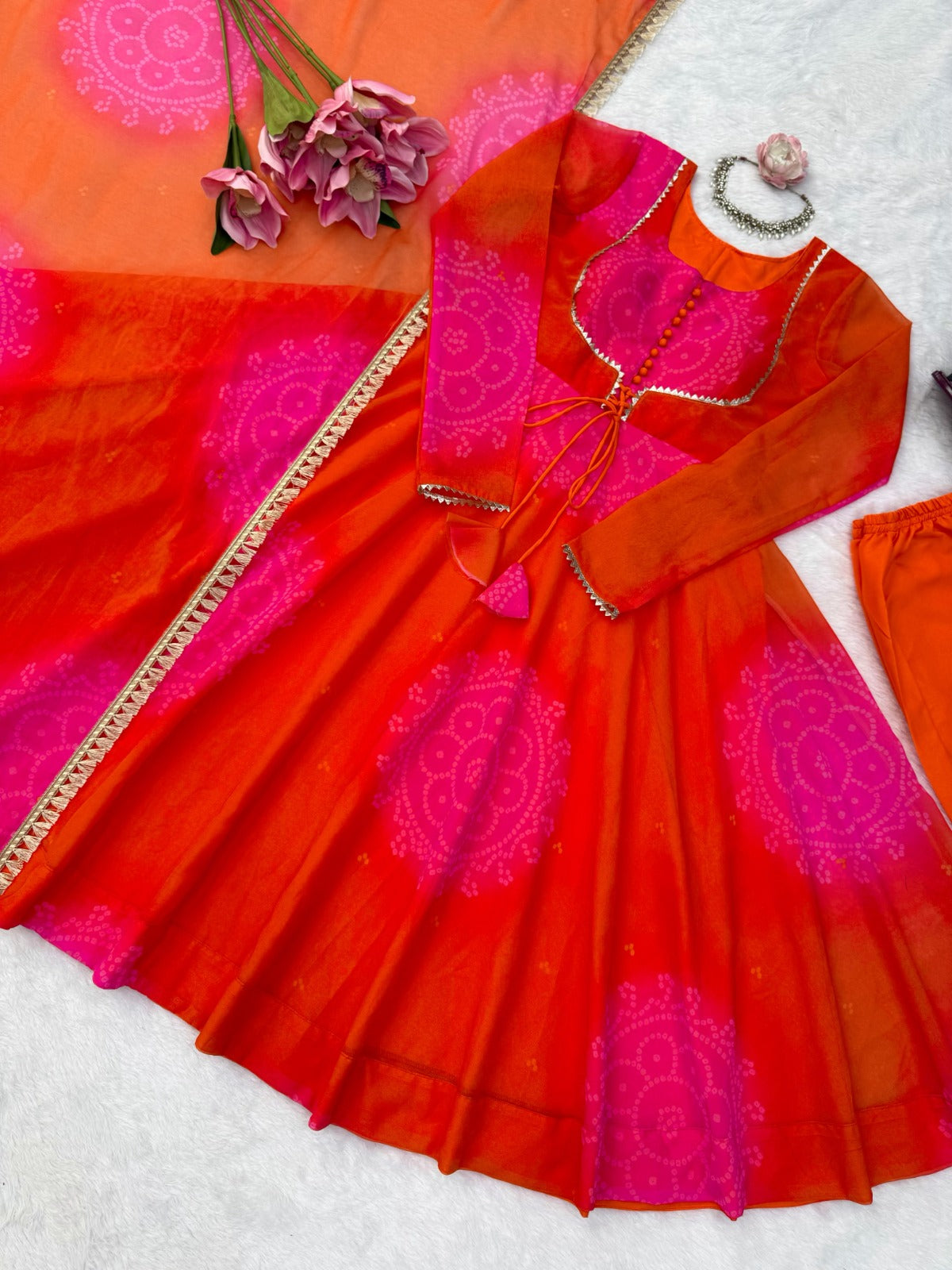 Faux Georgette Digital Print Anarkali Suit Set with Dupatta