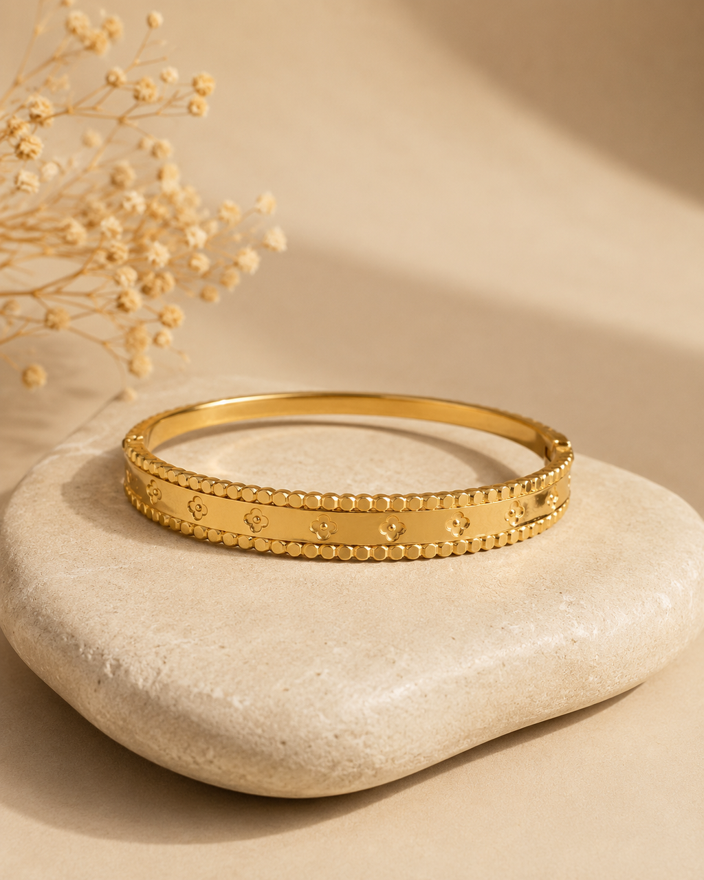 Elegant Gold-Plated Clover Design Kada for Women