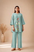 Embroidered Mirror Work Cotton Blend Co-Ord Set