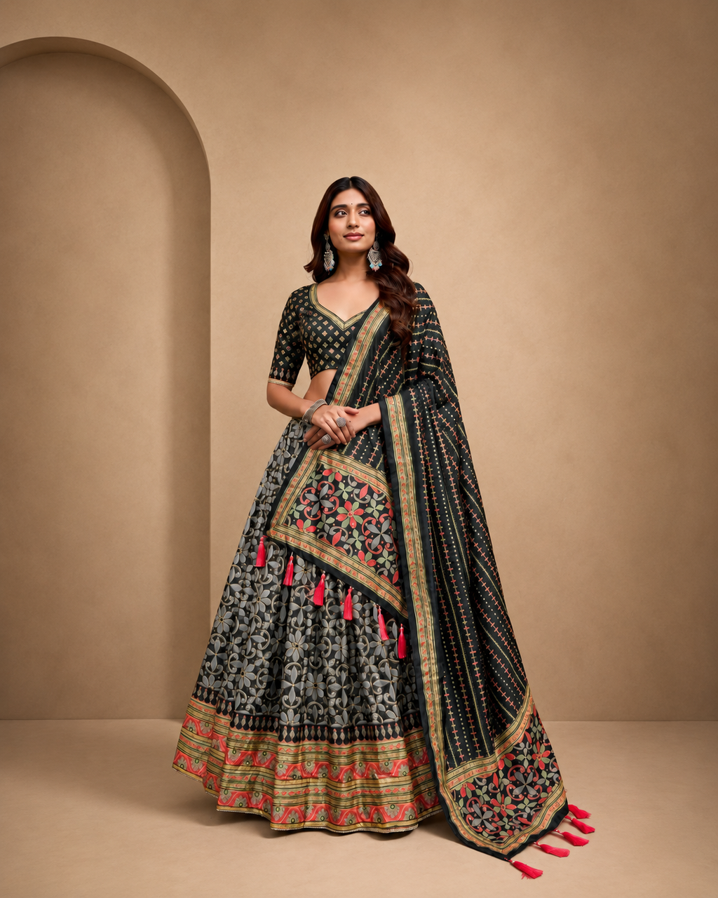 Tasar Silk Lehenga Choli With Lace Border