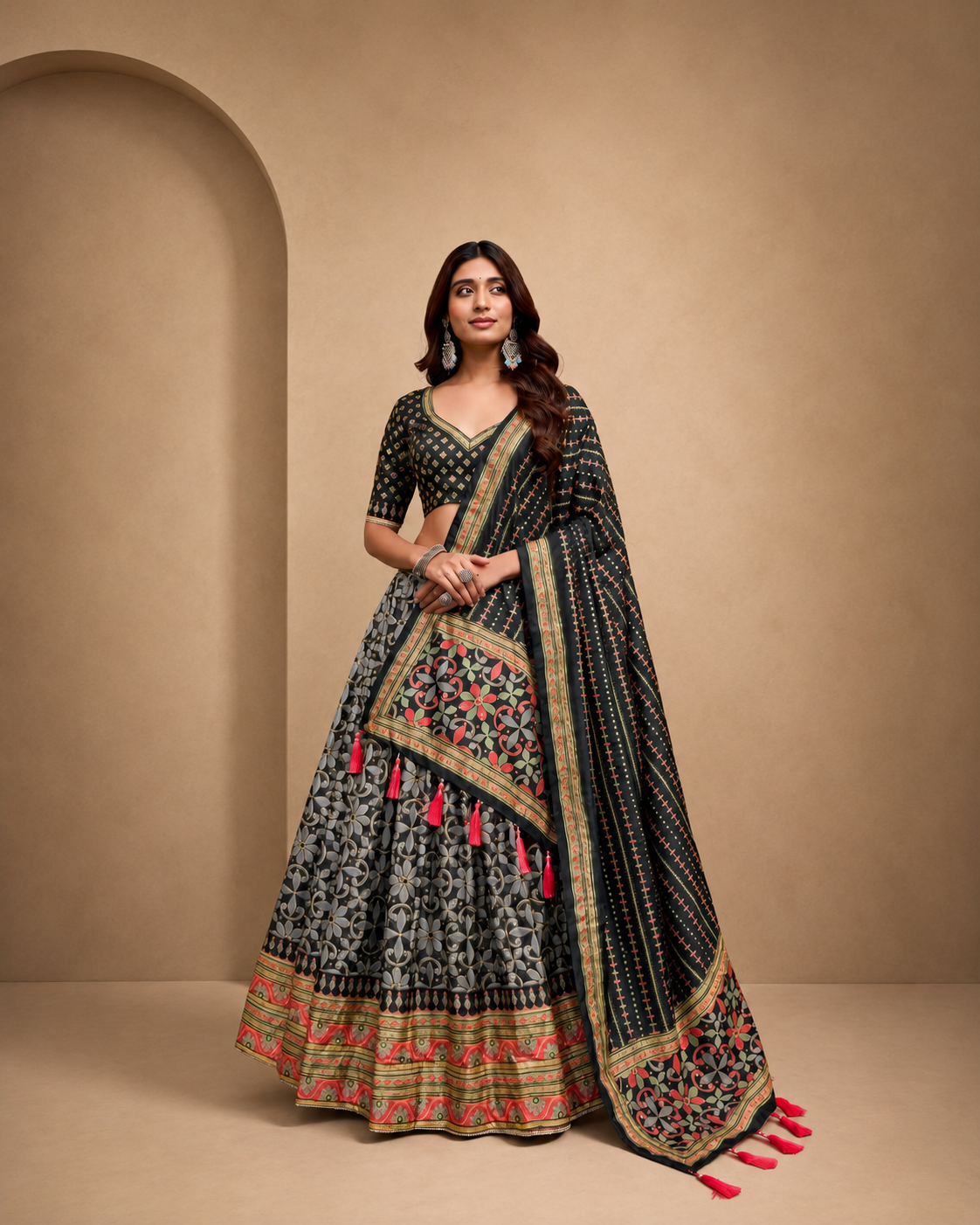 Tasar Silk Lehenga Choli With Lace Border