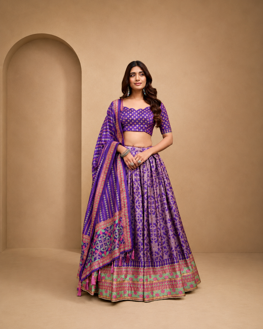 Tasar Silk Lehenga Choli With Lace Border