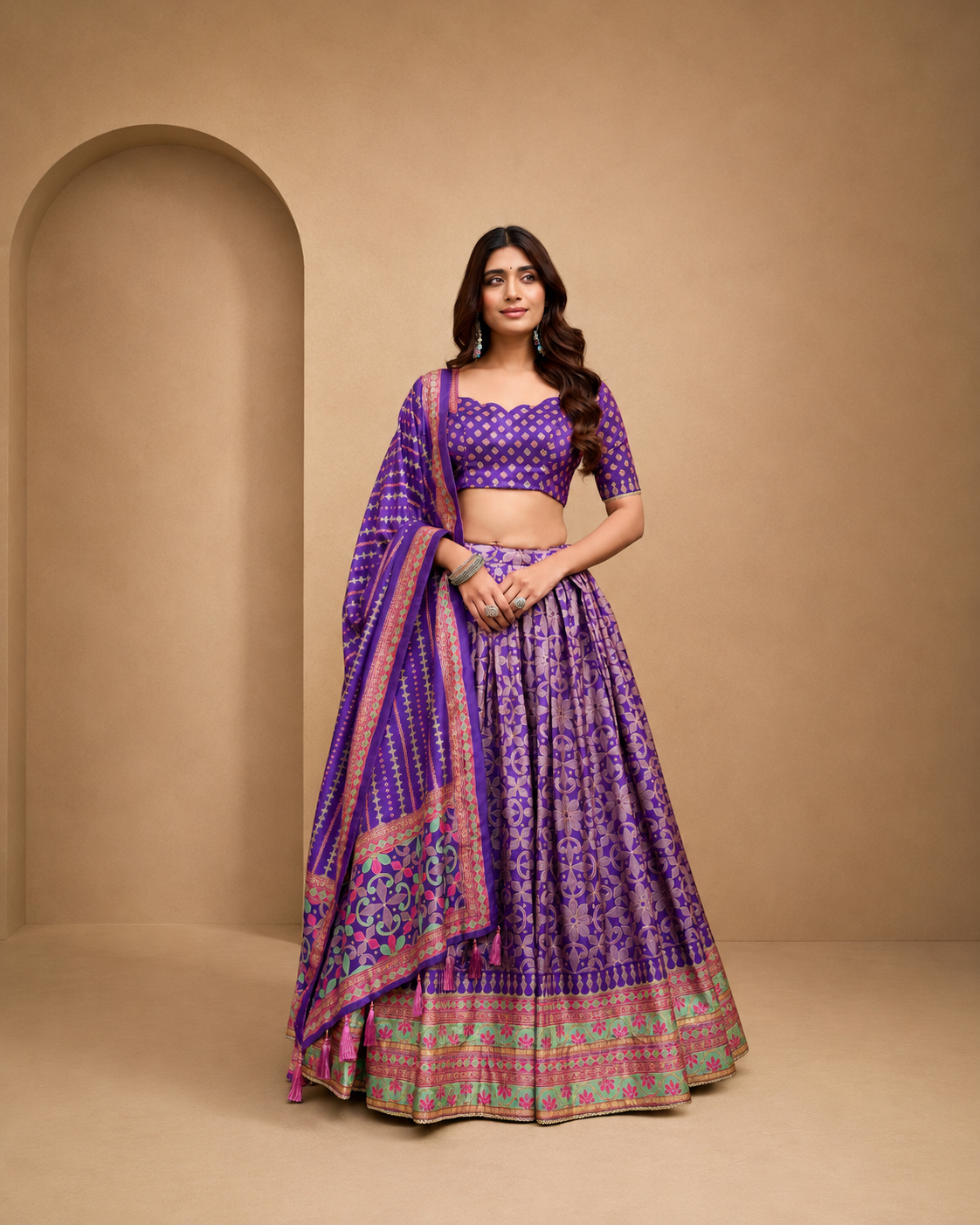 Tasar Silk Lehenga Choli With Lace Border