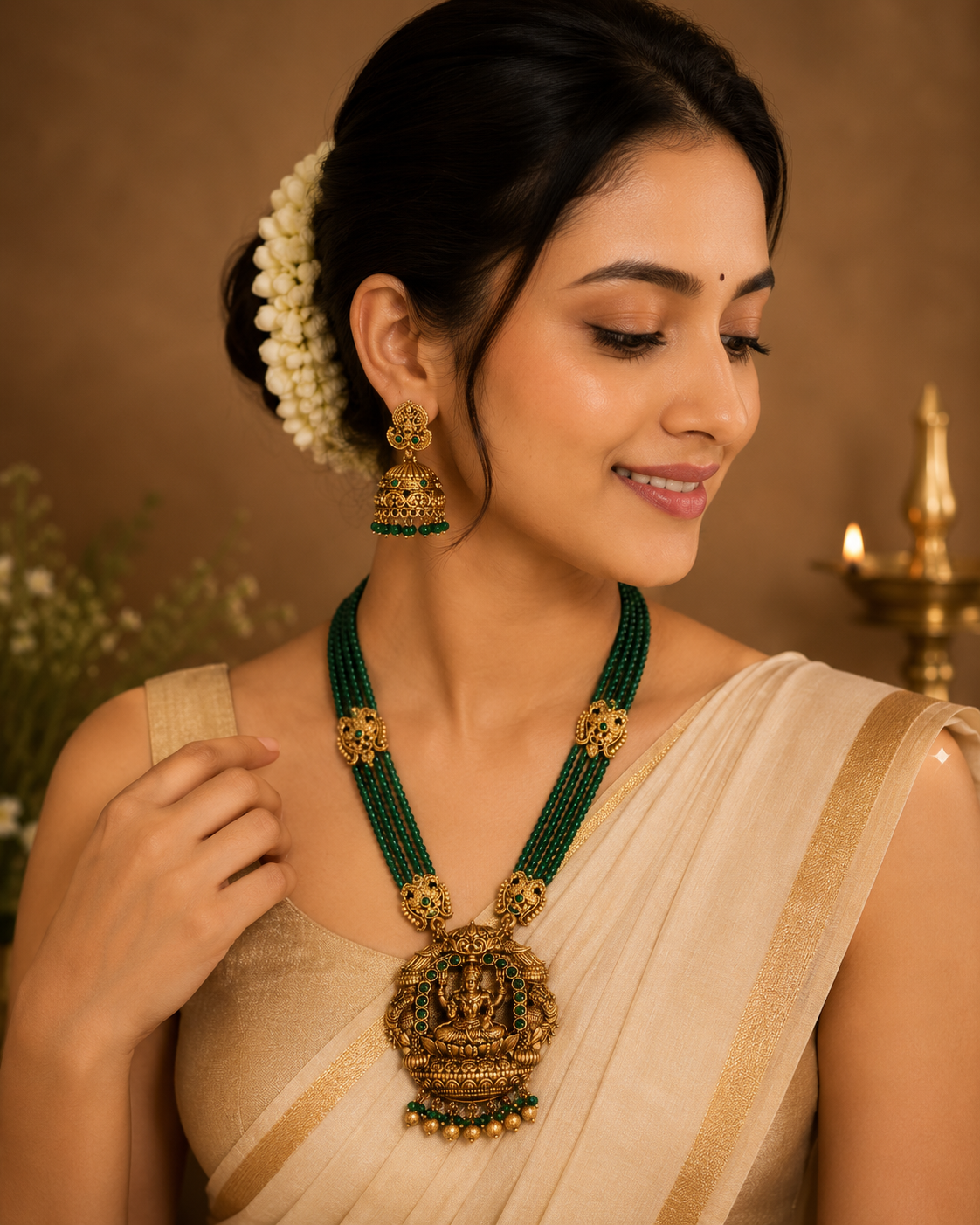 Traditional Lakshmi Pendant Beaded Haram