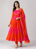 Faux Georgette Digital Print Anarkali Suit Set with Dupatta