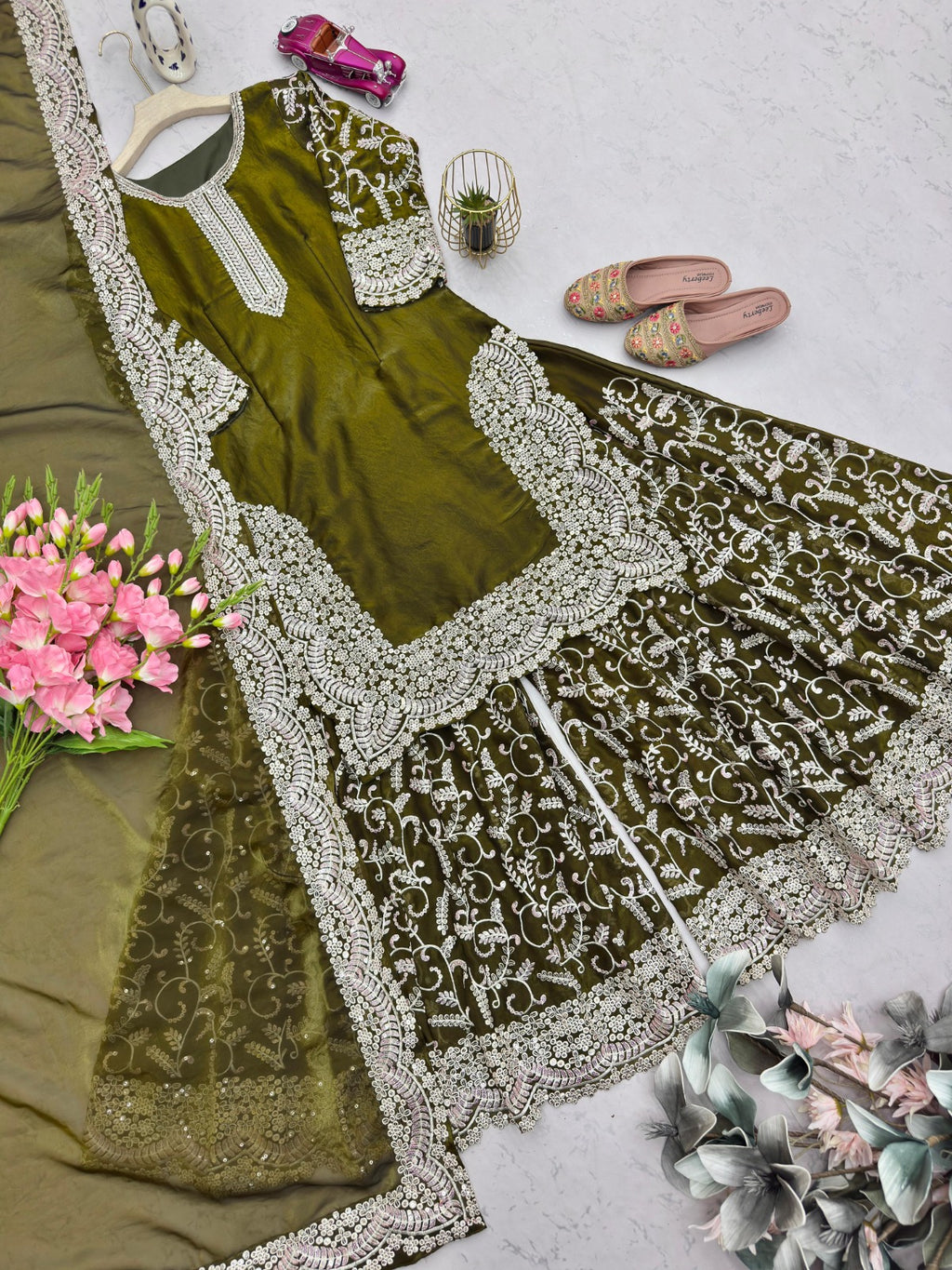 NEW ARRIVAL – Luxe Fandy Silk Palazzo Suit Set