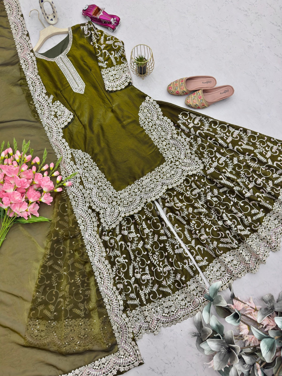 NEW ARRIVAL – Luxe Fandy Silk Palazzo Suit Set