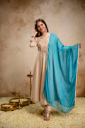 Chanderi Embroidered Anarkali Kurta Set