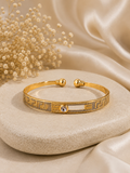 Gold-Plated Adjustable Crystal Bracelet with Heart Charm