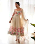Timeless floral organza Anarkali for festivities