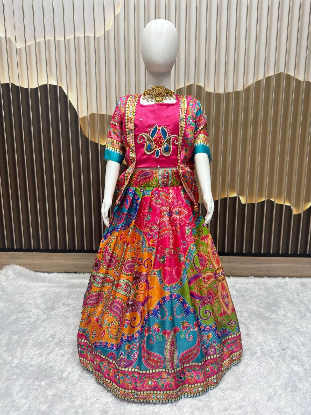 NEW ARRIVAL – Girls Festive Lehenga Choli Set with Handwork Koti