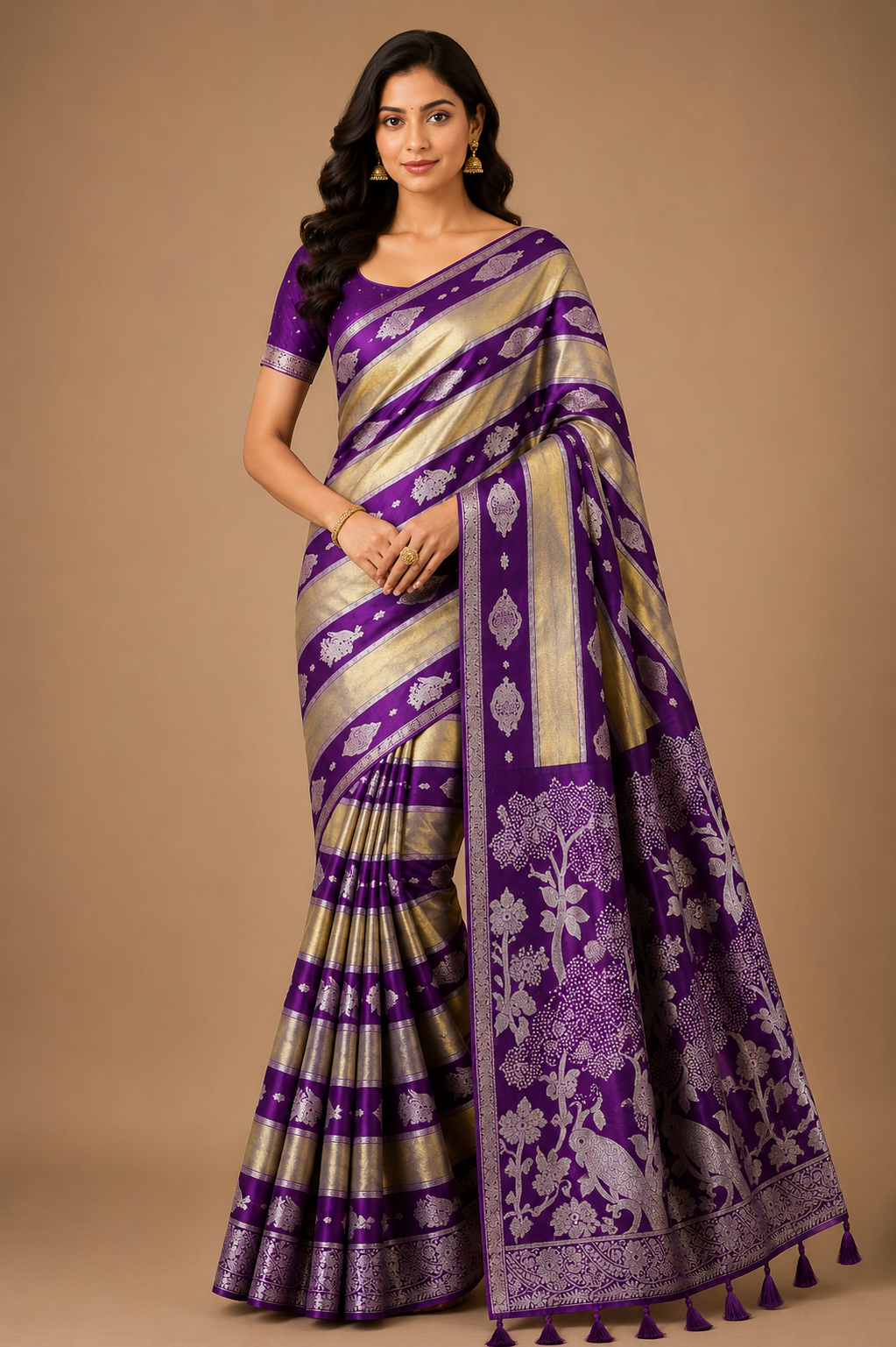 Kriti Soft Kanjivaram Silk Saree with Rich Zari Border & Tassels