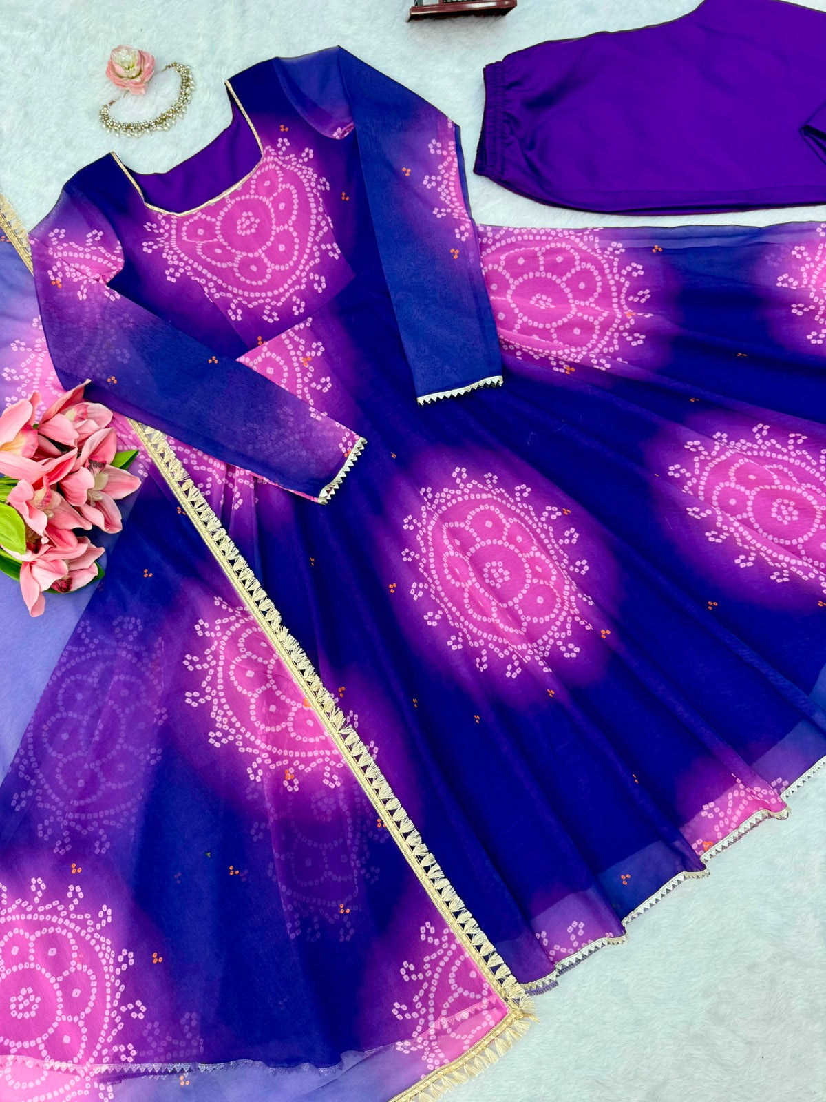 Faux Georgette Digital Print Anarkali Suit Set with Dupatta