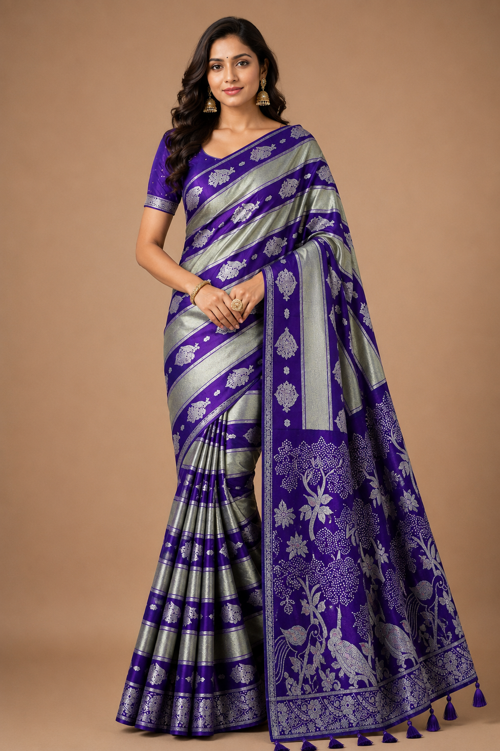 Kriti Soft Kanjivaram Silk Saree with Rich Zari Border & Tassels