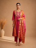 Chinnon Embroidered Anarkali Kurta Set with Organza Dupatta
