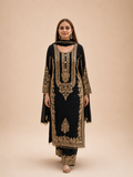 Premium Faux Georgette Embroidered Salwar Suit Set with Sequins Work & Dupatta