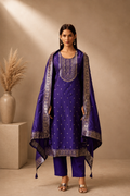 Jacquard Art Silk Straight Kurta Set with Cotton Bottom & Silk Blend Dupatta