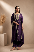 Vichitra Silk Embroidered Straight Kurta Set with Embroidered Dupatta