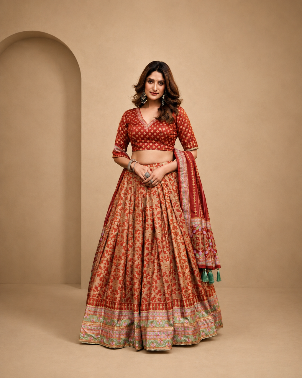 Tasar Silk Lehenga Choli With Lace Border