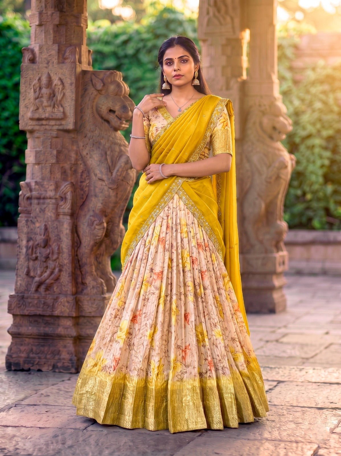Women's Dola Chex Floral Lehenga Choli with Zari Work